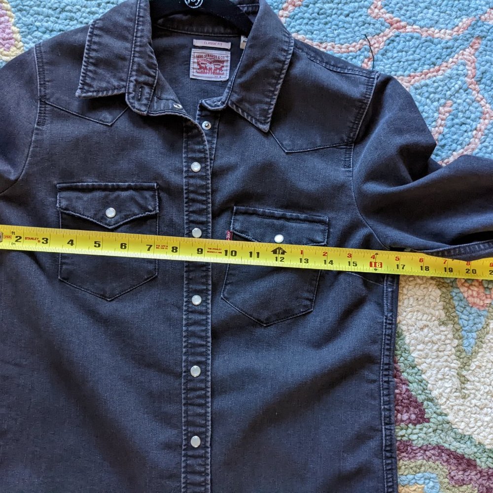 SAMPLE Levis Fringe Black Denim Shirt - Picture 4 of 10